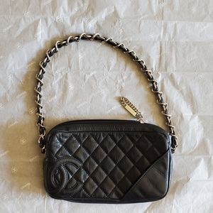 Black Chanel Lambskin Cambon Pochette Shoulder Bag